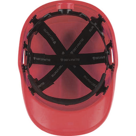 Delta Plus Diamond V UP Safety Helmet Baseball Cap Shaped Chin Strap Red
