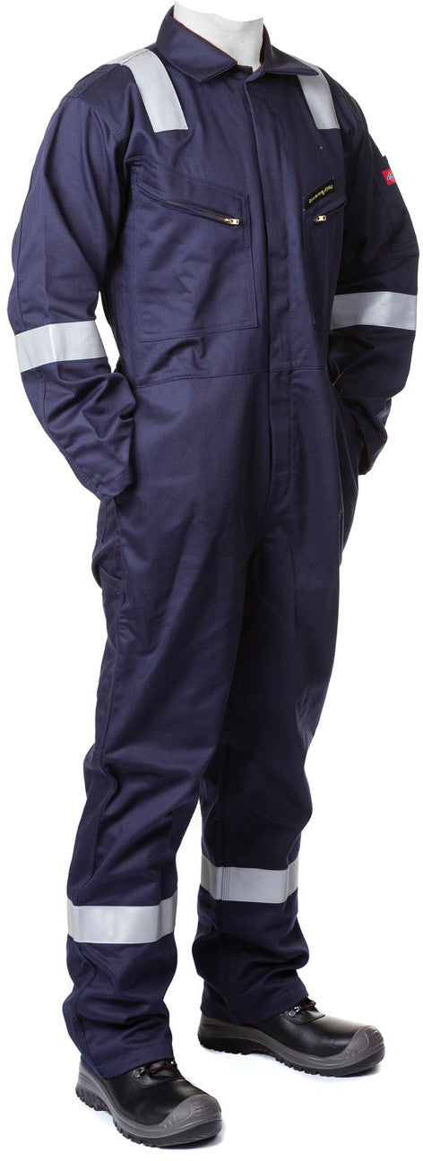 Dickies FR5402 Firechief Hi Vis Flame Retardant Coverall Navy Offshore Boiler Suit