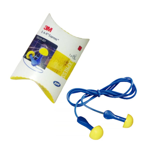 3M EAR Express EX01001 Reusable Earplugs Corded SNR 28dB One Pair