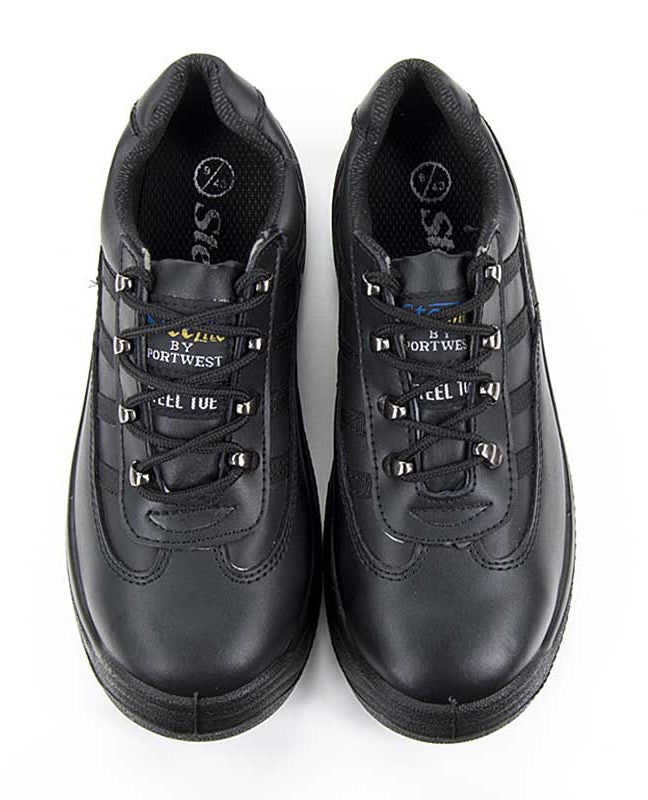 Portwest FW15 Unisex Safety Trainer Shoes Leather Black