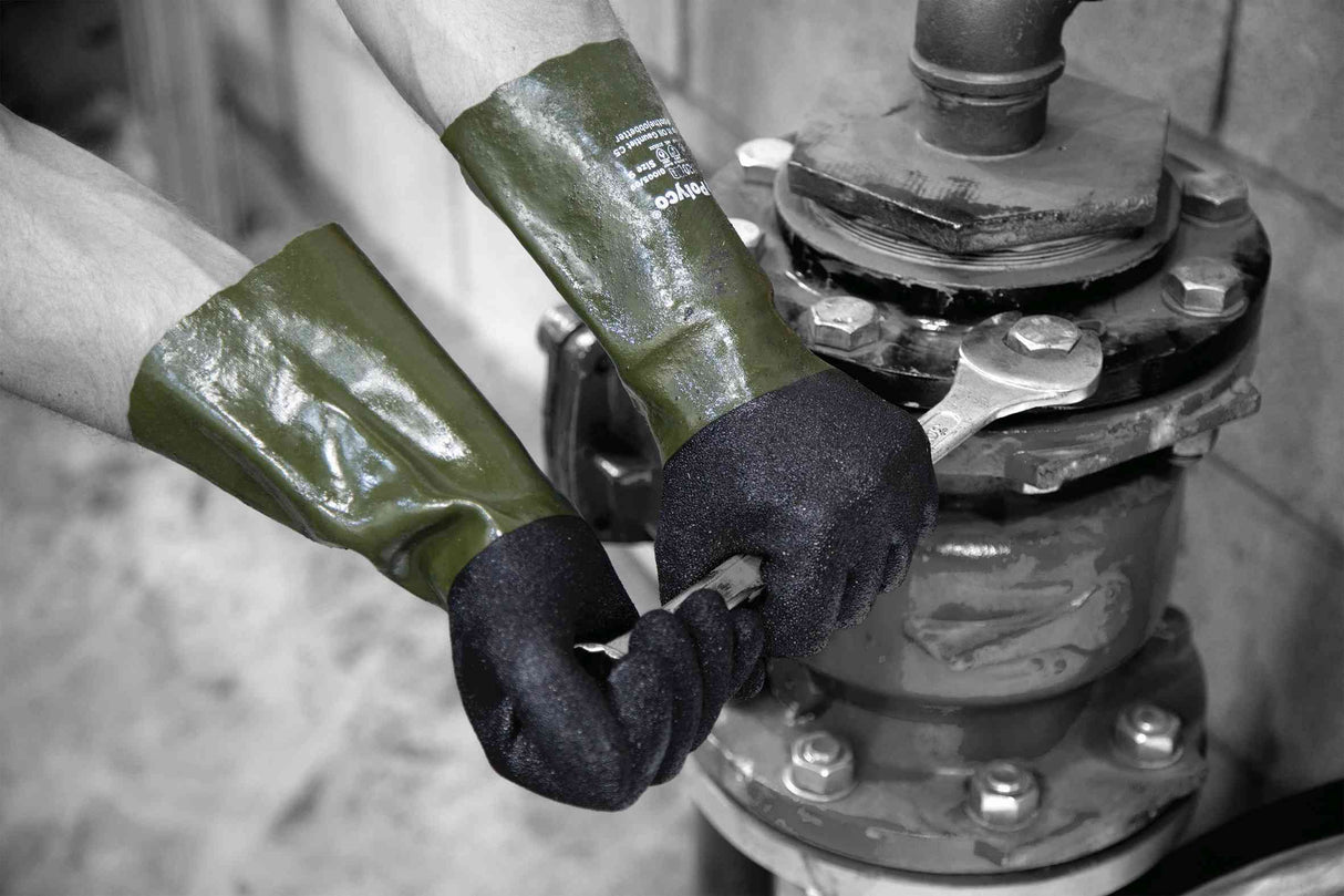 Polyco GIOG5 Grip It Oil Safety Gauntlets Cut 5 Resistant PVC Coated