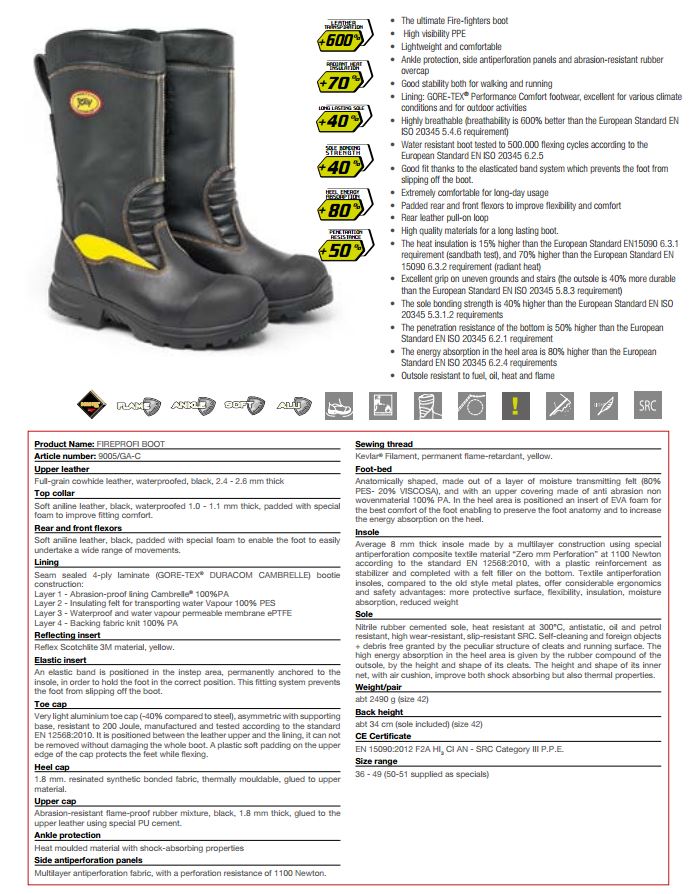 Jolly 9005-GA Firemans Goretex Fireproof Boot