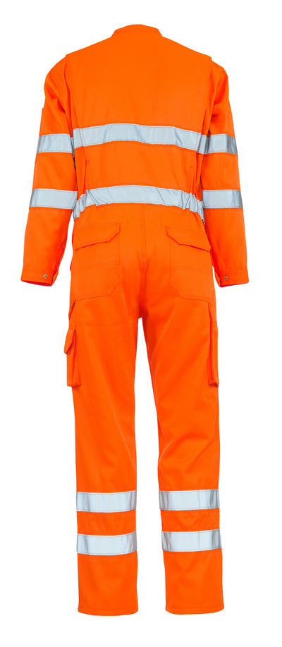 Mascot Utah 00419-860-14 Hi Vis Reflective Bands Orange Boilersuit with Kneepad Pockets, Size - 44"