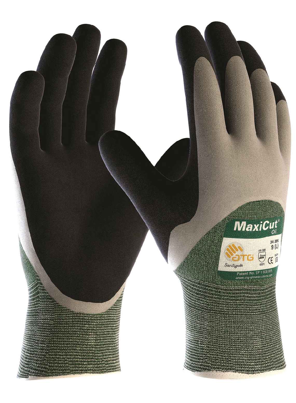 ATG MaxiCut Oil 34-305 Cut Resistant CUT 3 Nitrile Palm Coating Work Gloves