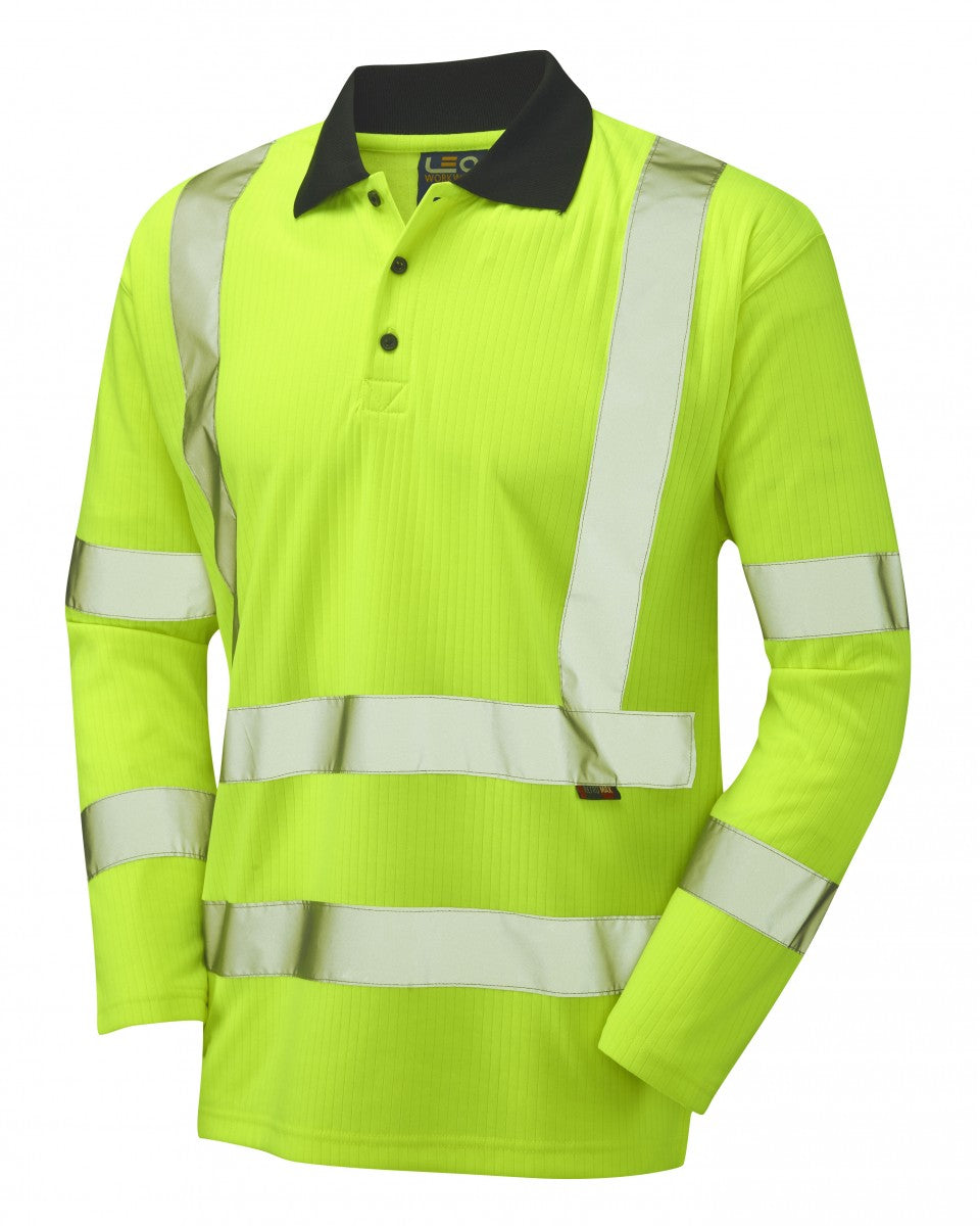 Leo Workwear Swimbridge Hi Vis Poly\Cotton Sleeved Polo Shirt