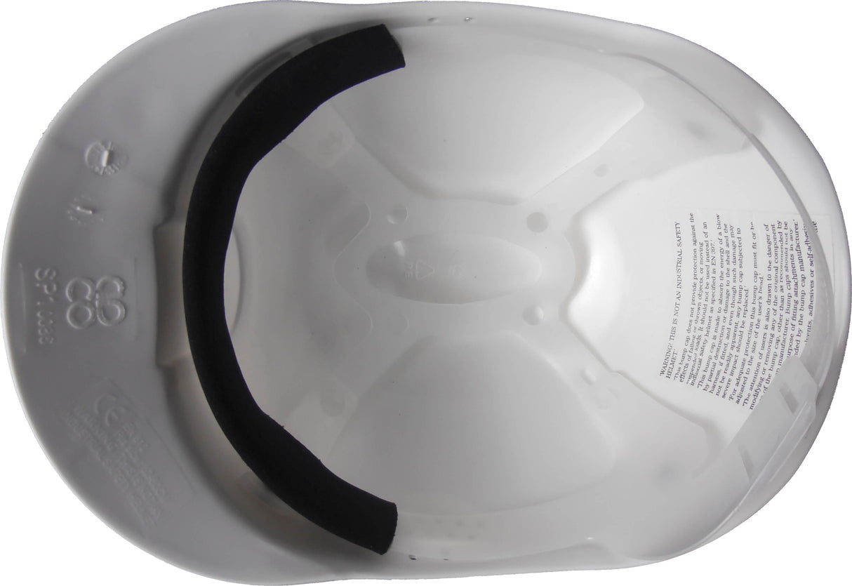Bump Cap With Low Profile Crown And Perforated Sides Polyethylene White