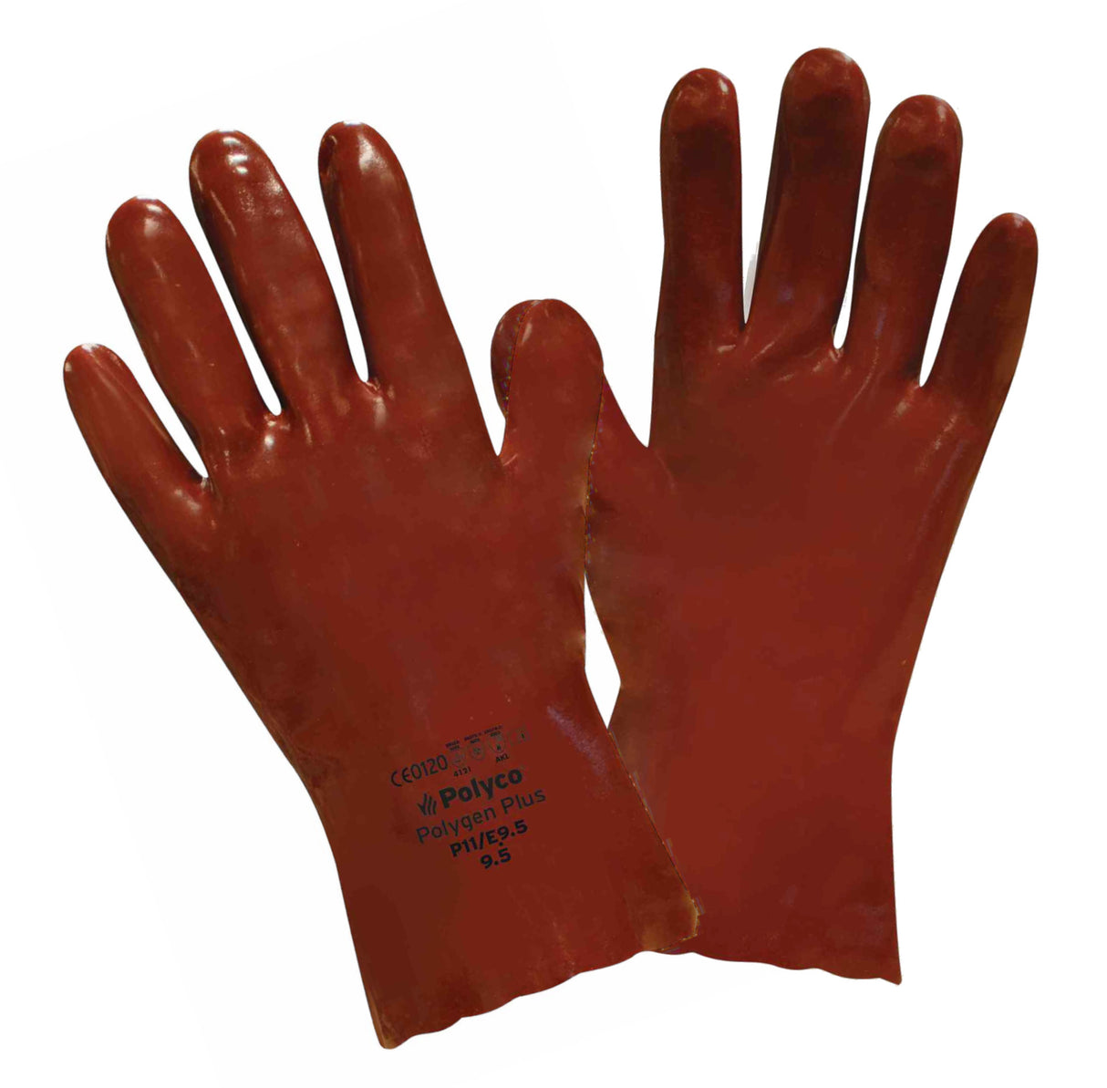 Polyco Polygen Plus™ Red PVC Chemical Resistant Gauntlets 27cm Size 10