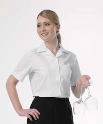 Disley BH05 Women's Classic Open Collar Blouse White, Size - 12