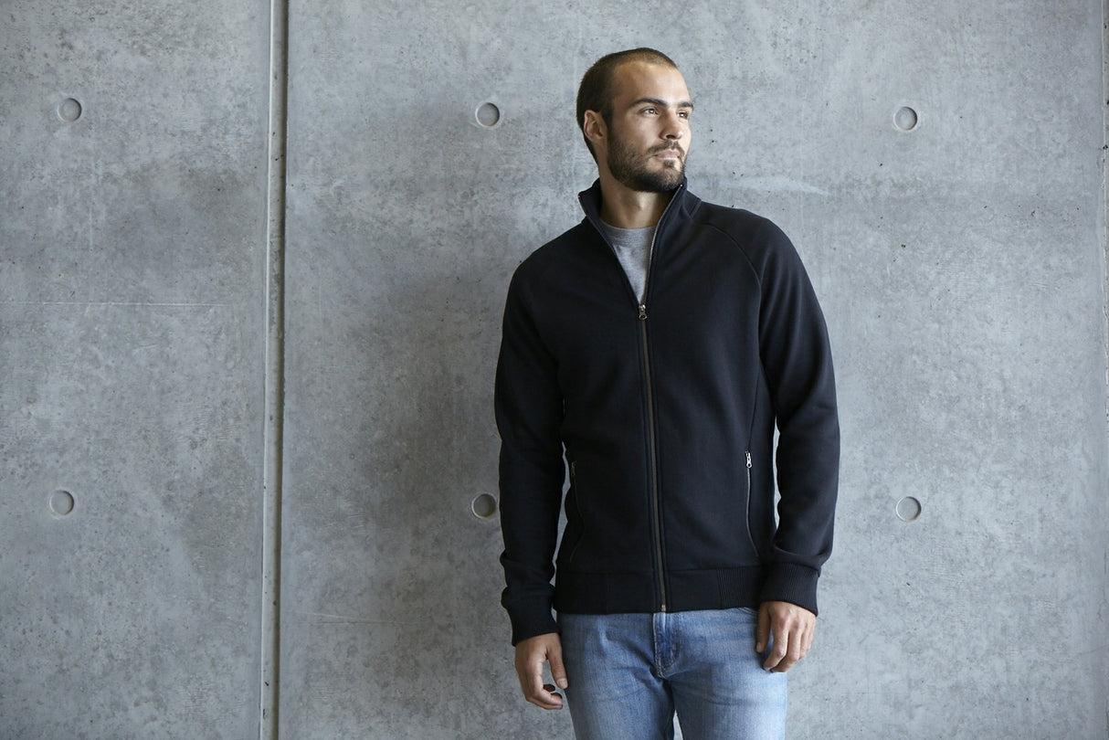 ID Identity 0628 Front Zip Polycotton Black Cardigan