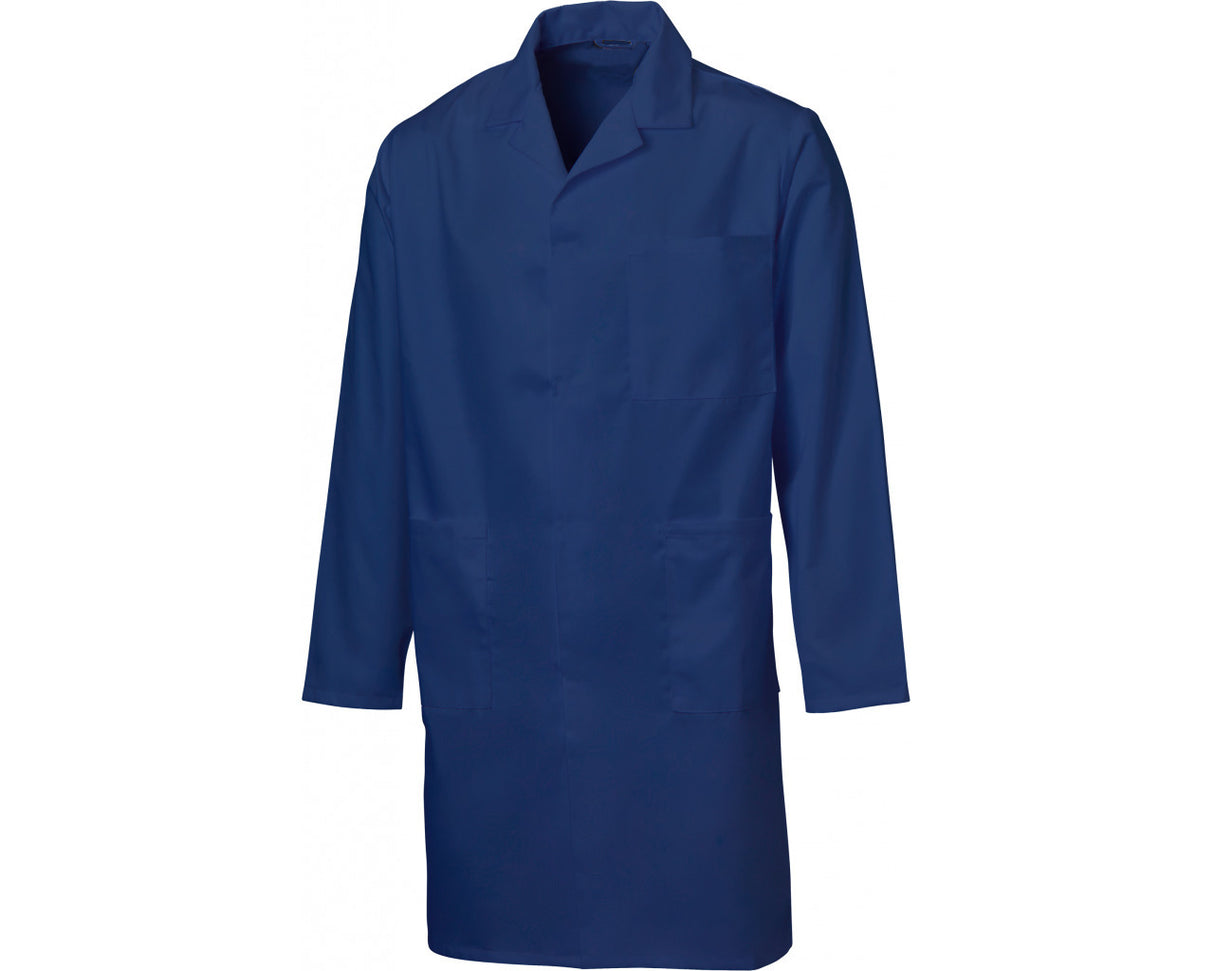 Beeswift PCWC Mens Warehouse Coat 100% Polycotton Stud Closure Uniforms Workwear Navy