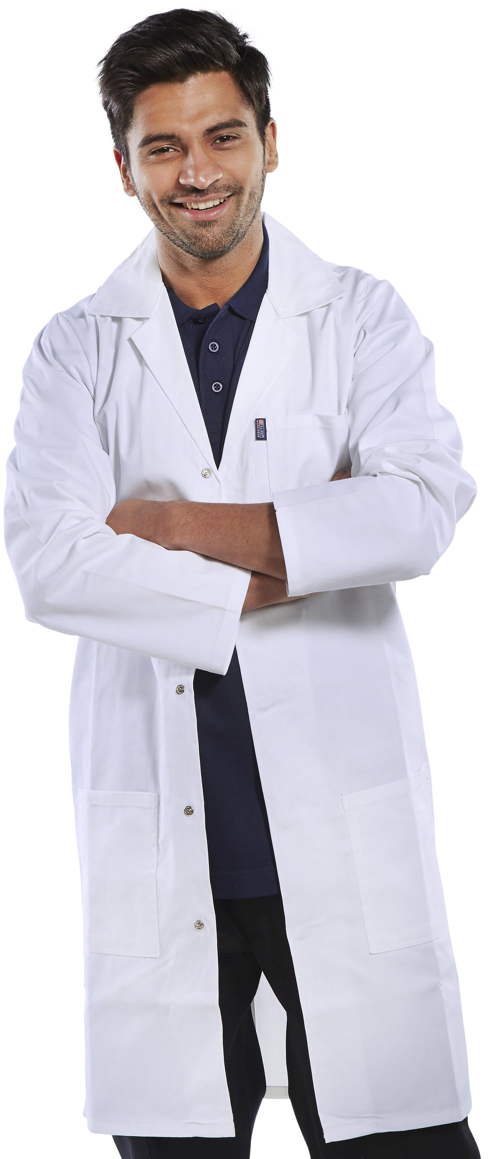 Beeswift PCWC Mens Warehouse Coat 100% Polycotton Stud Closure Uniforms Workwear White