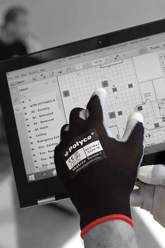 Polyco Matrix Touch-1 Touch Screen Compatible Fingertips Work Gloves, Size - 10