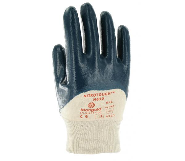 Ansell Nitrotough N630 Men Work Gloves Cotton Liner Nitrile 3/4 Coating Size 9