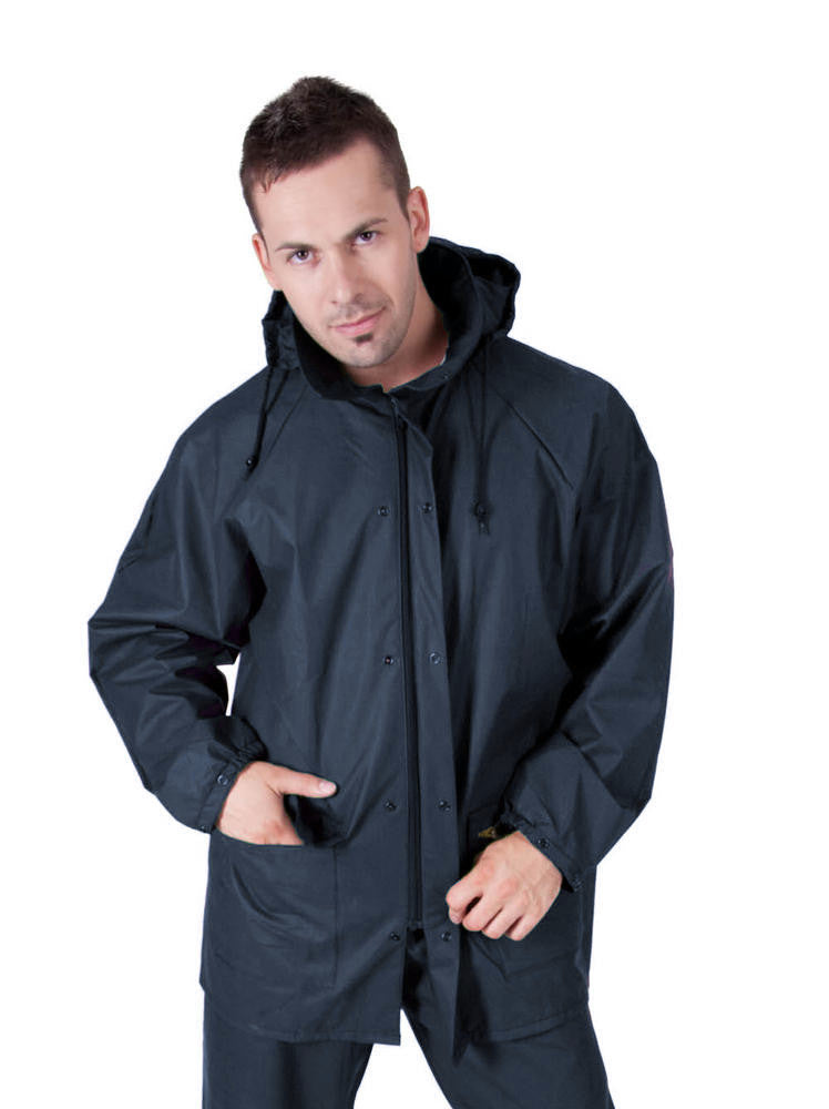 Sioen 4820 Dortmund Waterproof Hooded Navy Rain Jacket, Size - XL