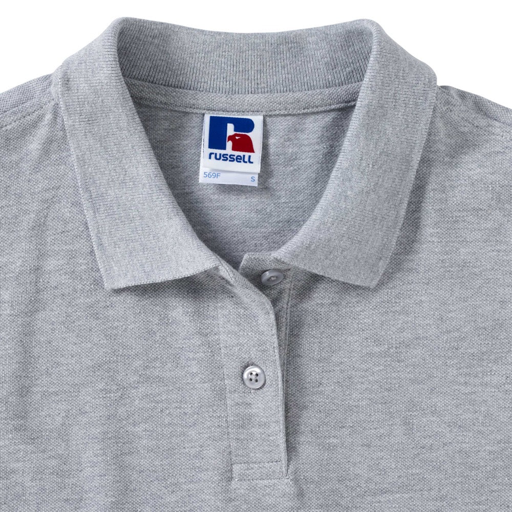Russell Collection 569F Classic Ladies Polo Shirt Grey Cotton, Size - Medium