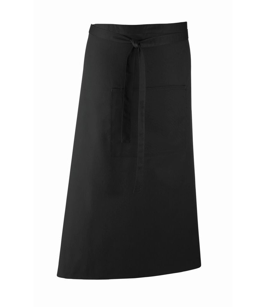 Premier PR158 Waist Apron Black Polycotton Full Length Bar