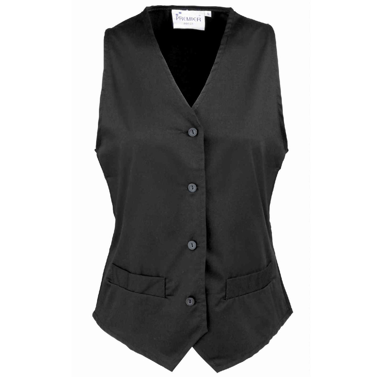 Premier PR621 Ladies Hospitality Waistcoat Polycotton Black