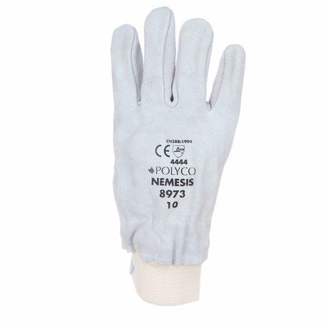 Polyco Nemesis 897 Men's Work Gloves Chrome Leather Cut 4 & Abrasion Resistant