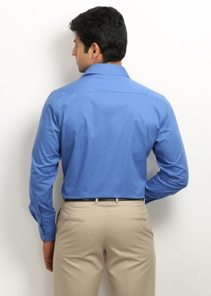 Peter England Men Long Sleeve Formal Shirt Blue