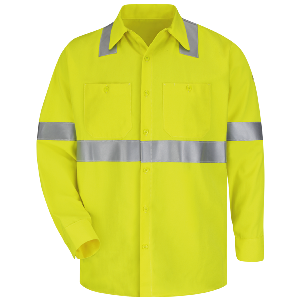 Bulwark SMW4HV Hi-Visibility Yellow Arc Flame Resistant Long Sleeve Work Shirt