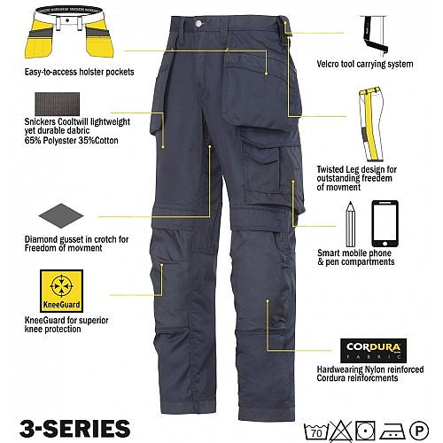 Snickers Workwear 3211 CoolTwill KneeGuard Holster Trousers Navy