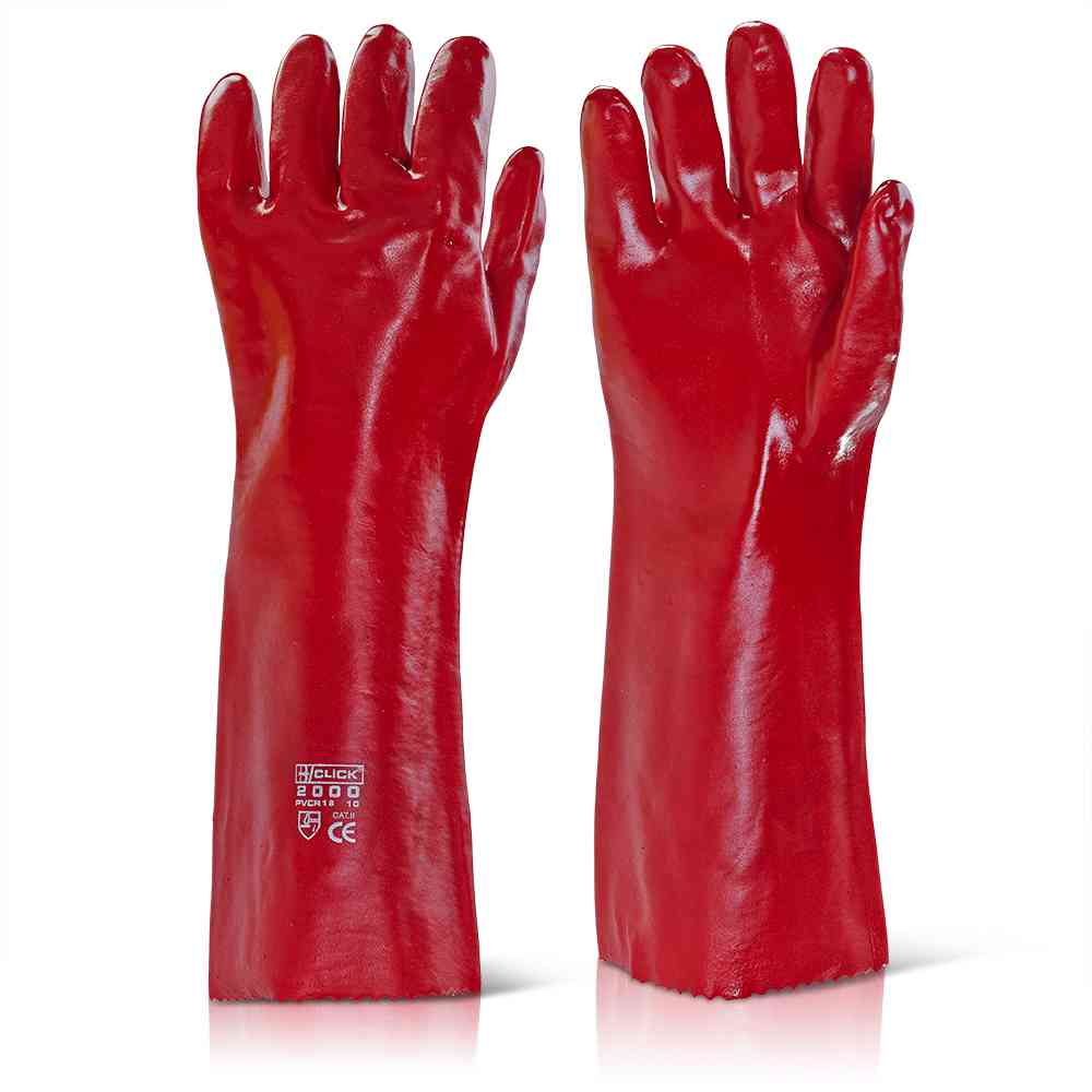 Click 2000 PVCR18 General Handling PVC Coating Glove Wet & Oily Grip 1