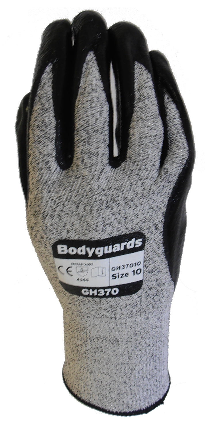 Polyco Bodyguard GH370 Level 5  Cut Resistant Gloves Nitrile Palm Coating