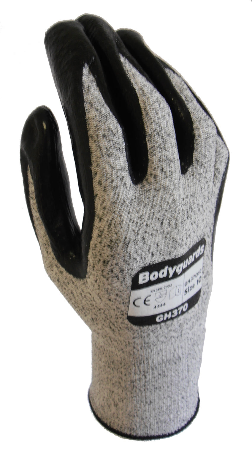 Polyco Bodyguard GH370 Level 5  Cut Resistant Gloves Nitrile Palm Coating