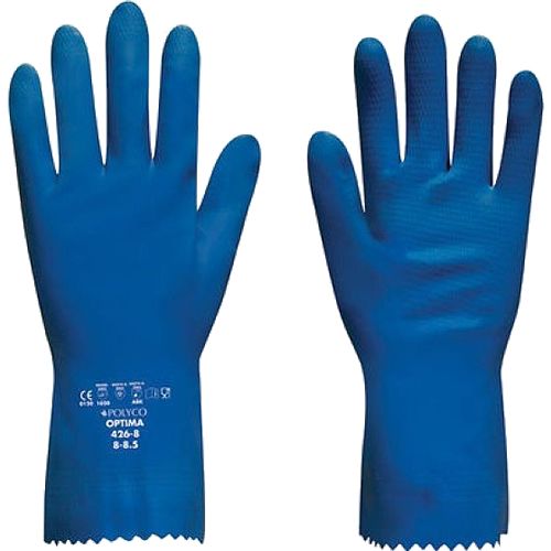 Polyco Optima 427 Latex with Soft Cotton Flock Lining Blue Glove