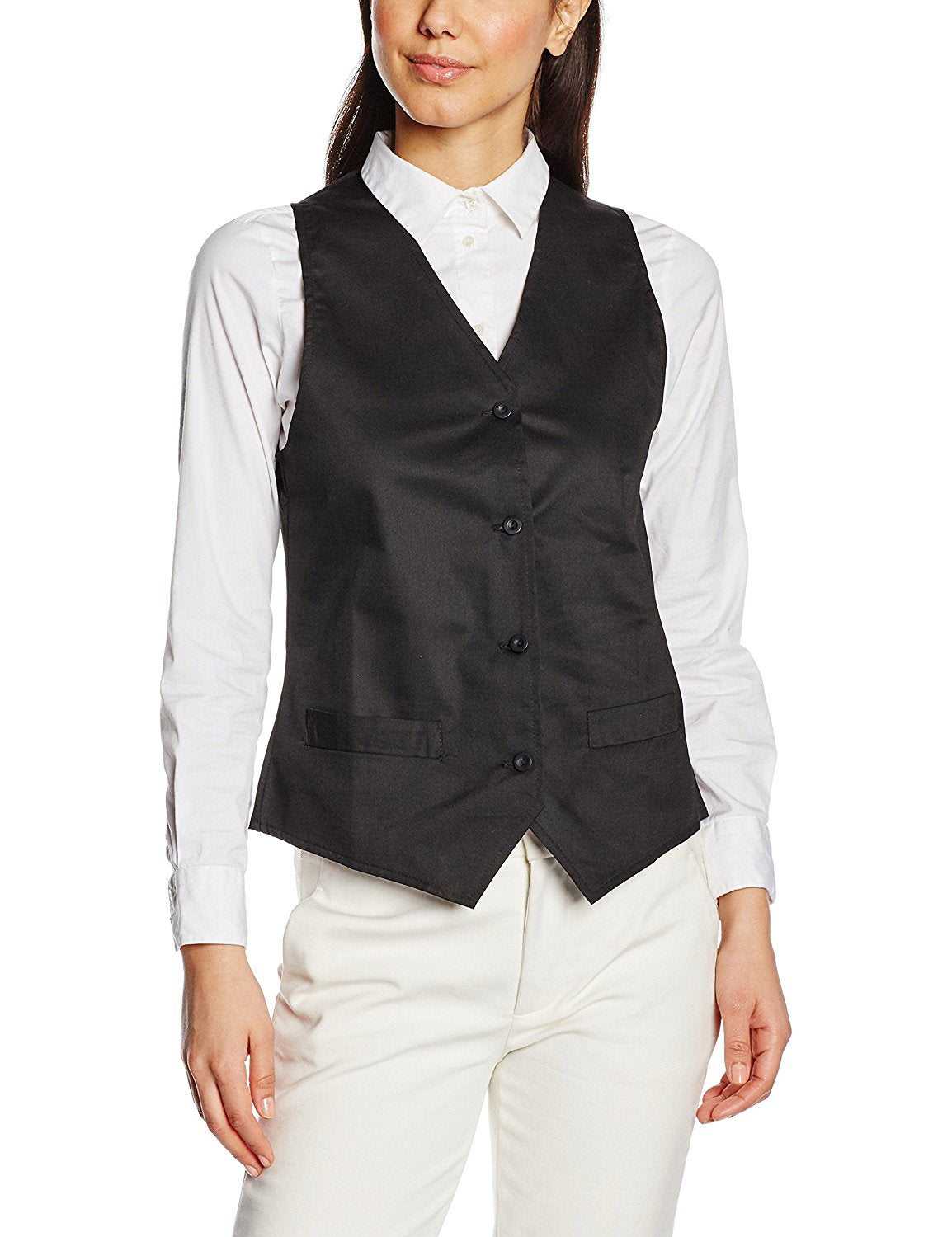 Premier PR621 Ladies Hospitality Waistcoat Polycotton Black