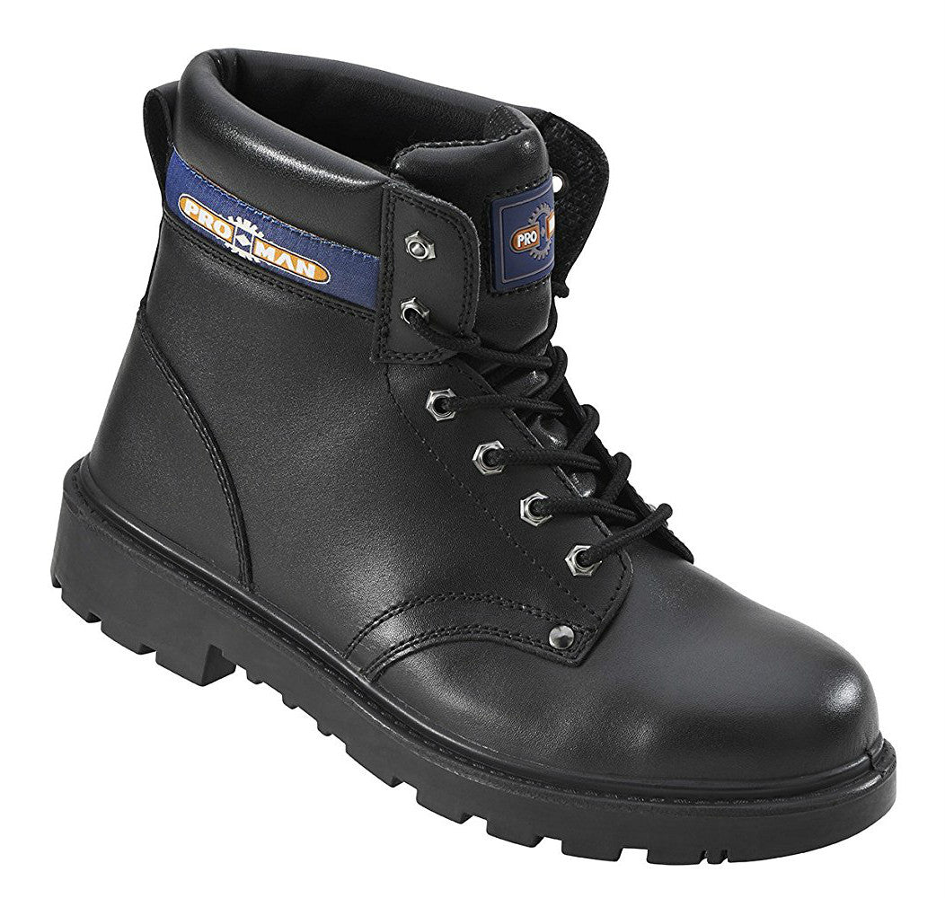 Pro Man PM4002 S3 Steel Toe Cap Safety Boots, Black, Size - 12