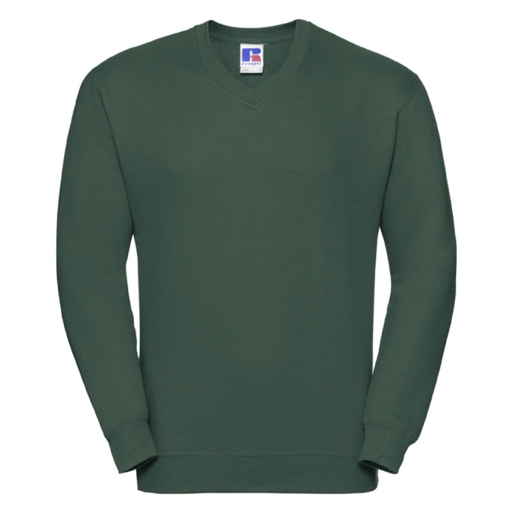 Russell 272M Men V-Neck Sweatshirt Polycotton Bottle Green, Size - Large