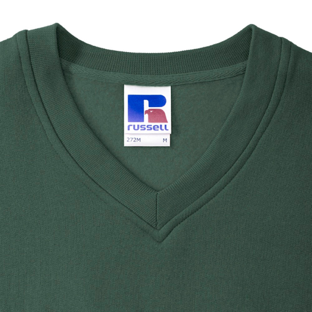 Russell 272M Men V-Neck Sweatshirt Polycotton Bottle Green, Size - Large