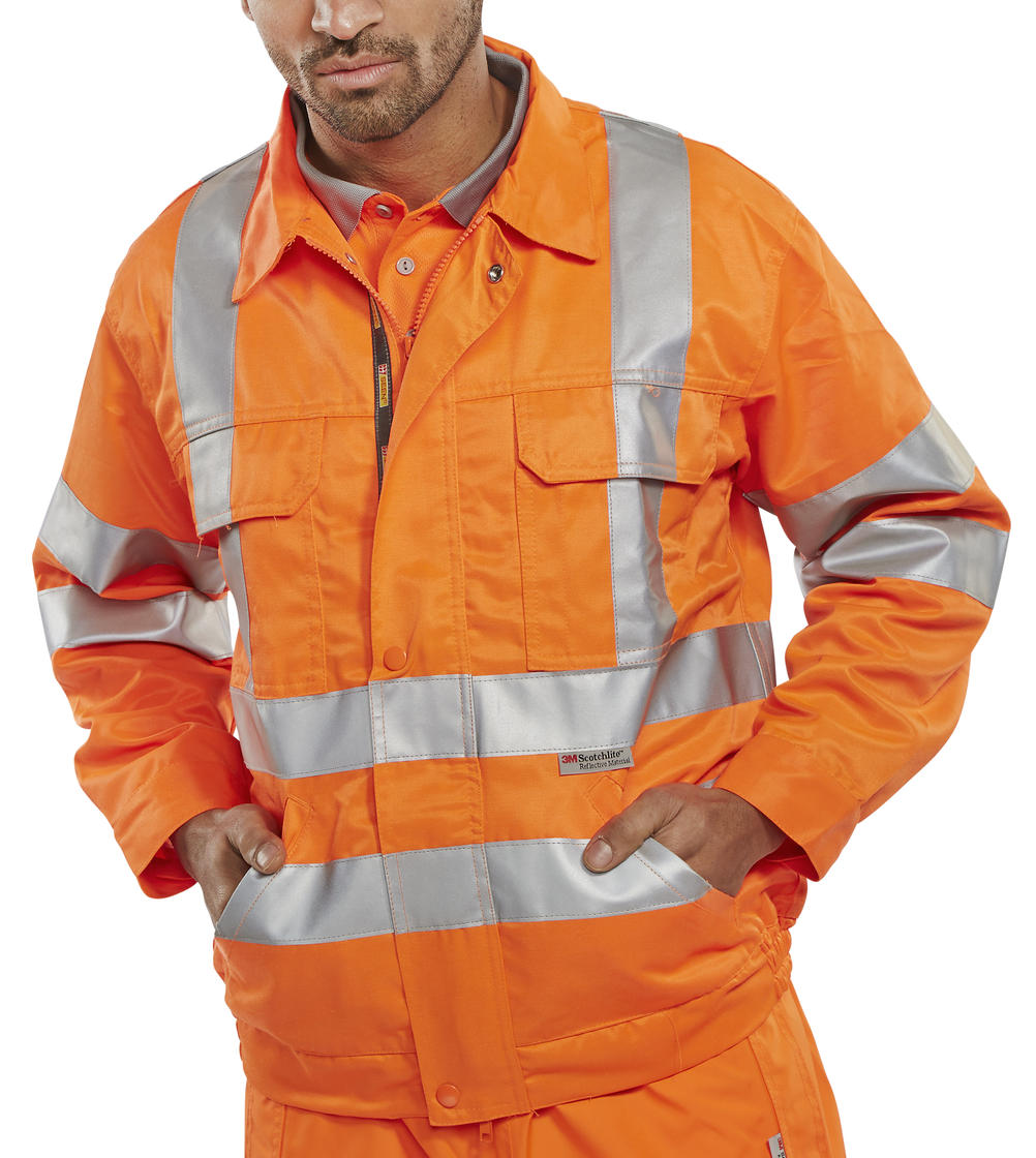 Beeswift RSJ Polycotton Hi Vis Teflon Coated Orange Jacket