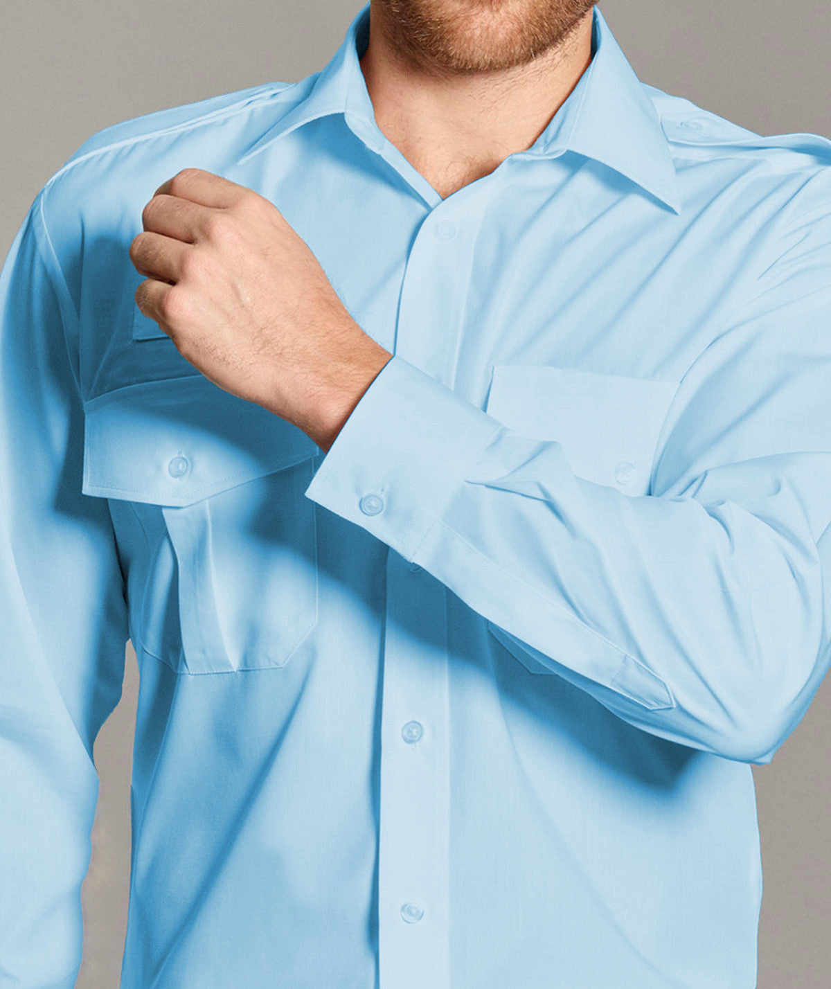 Disley P136 Men Pilot Shirt Long Sleeve Polycotton Blue Size 17.5