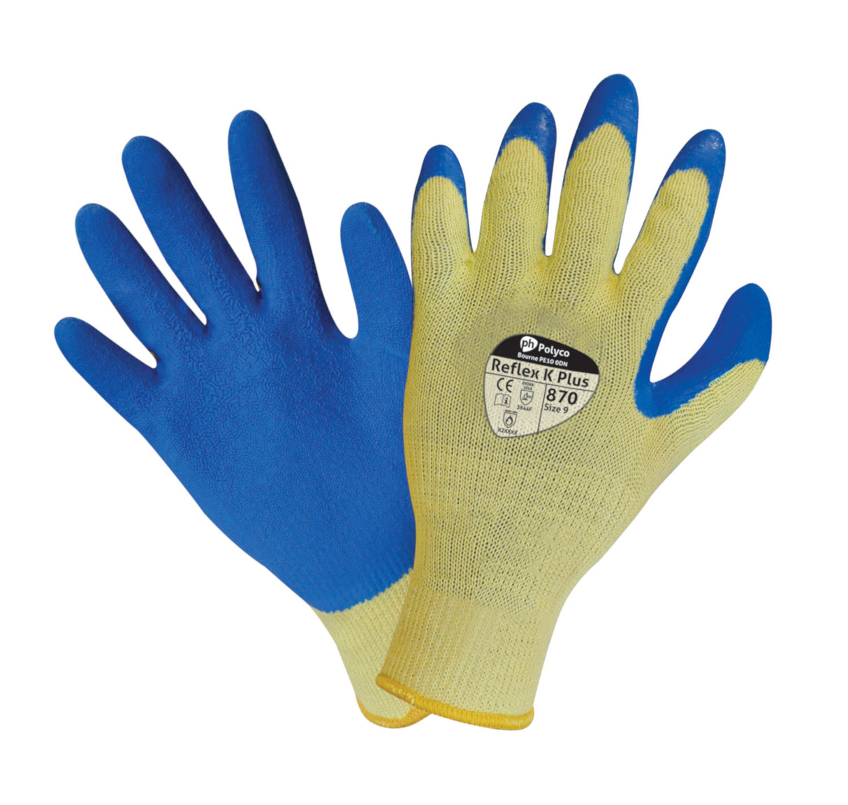 Polyco Reflex K Plus Safety Work Gloves Cut Resistant Latex Coated