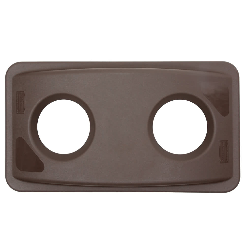 Rubbermaid Slim Jim FG269288 Bottles and Cans Recycling Container Lid with 2 Holes - Brown