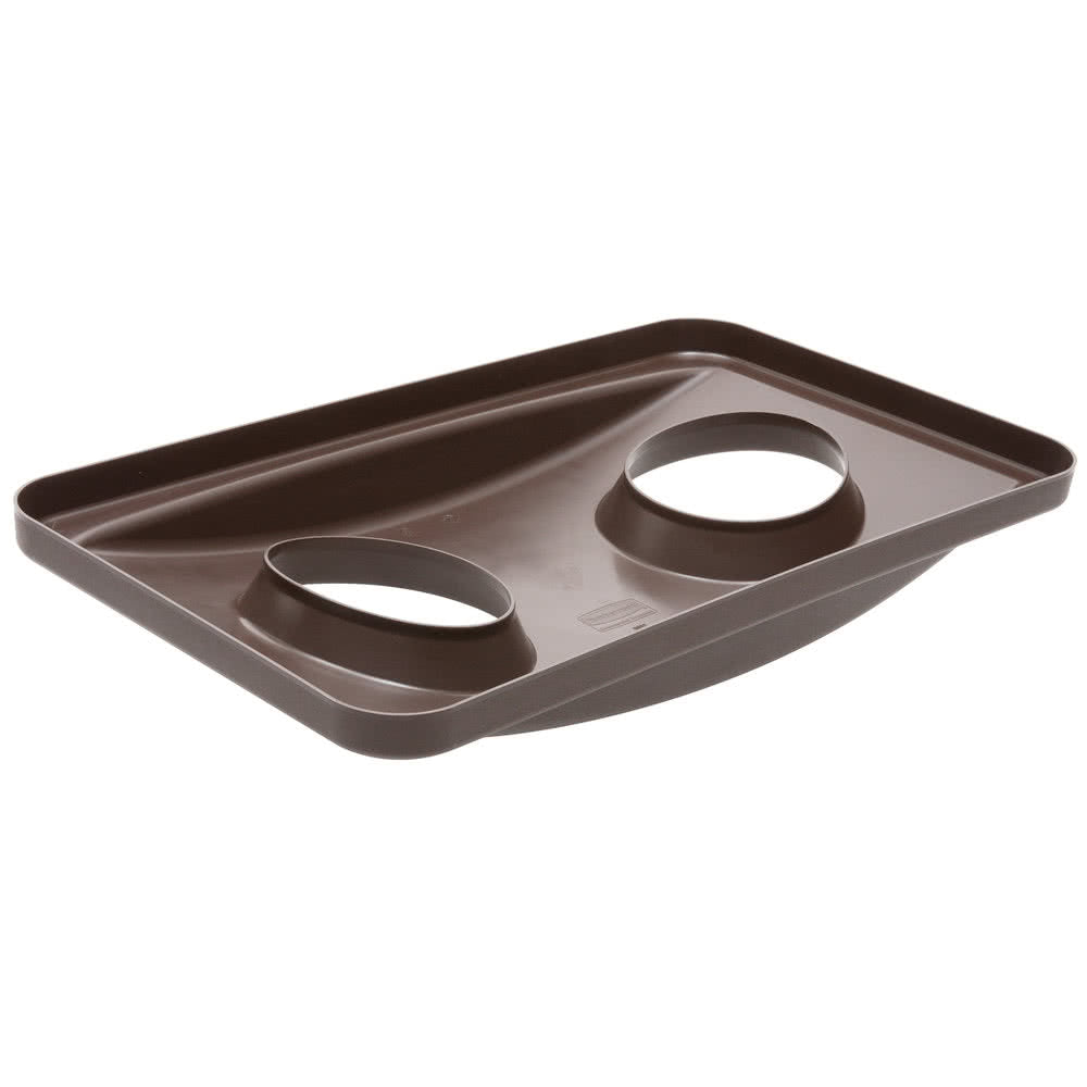 Rubbermaid Slim Jim FG269288 Bottles and Cans Recycling Container Lid with 2 Holes - Brown