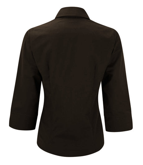 Russell Collection 954F Ladies ¾ Sleeve Tencel Fitted Shirt Chocolate Brown, Size - 12