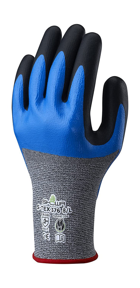 Showa S-TEX 376 Double Dipped Nitrile Work Gloves Cut 4 Resistant