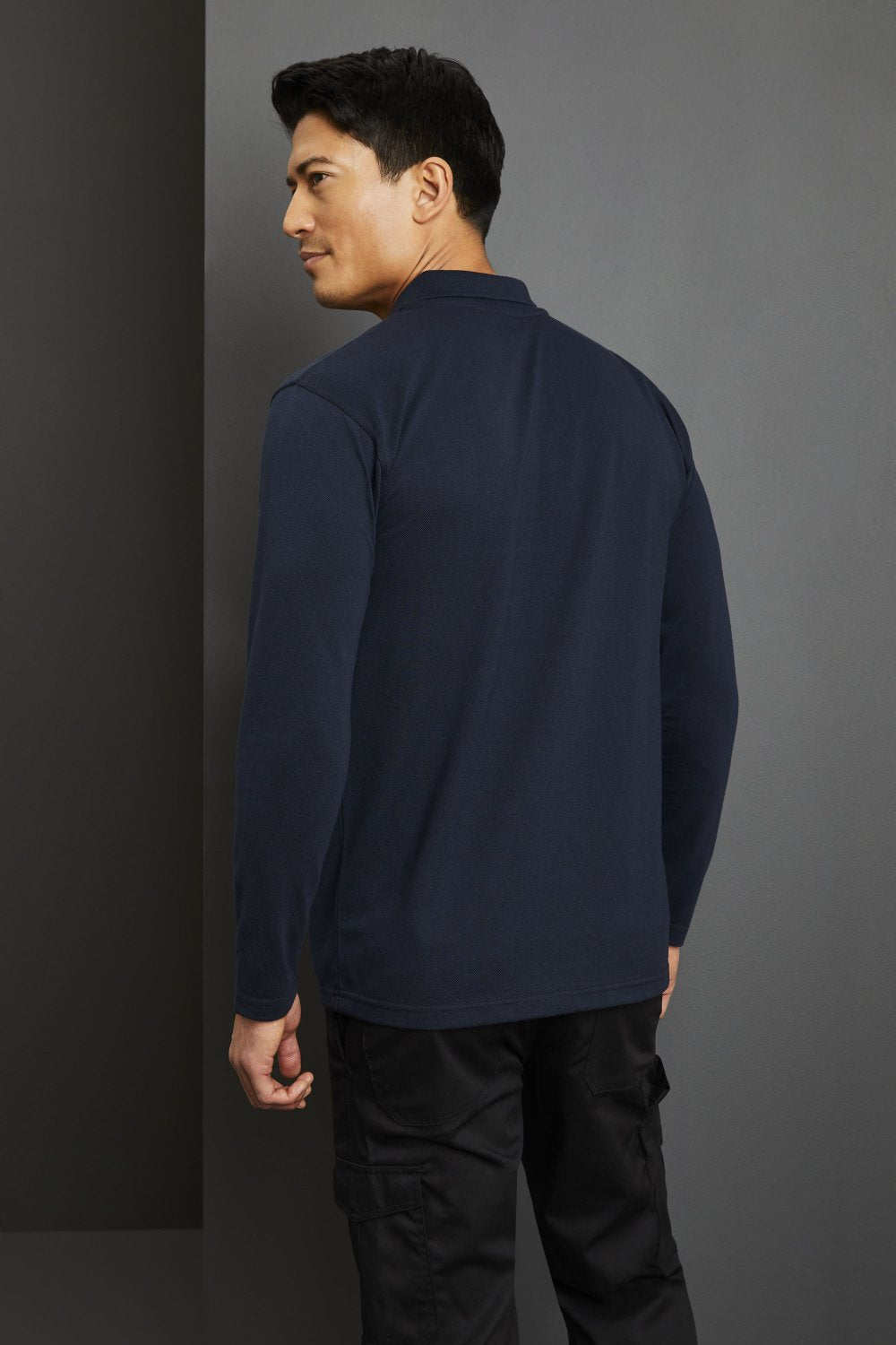 Dickies SH21100 Men Polo Shirt Polycotton Long Sleeve Navy Size S