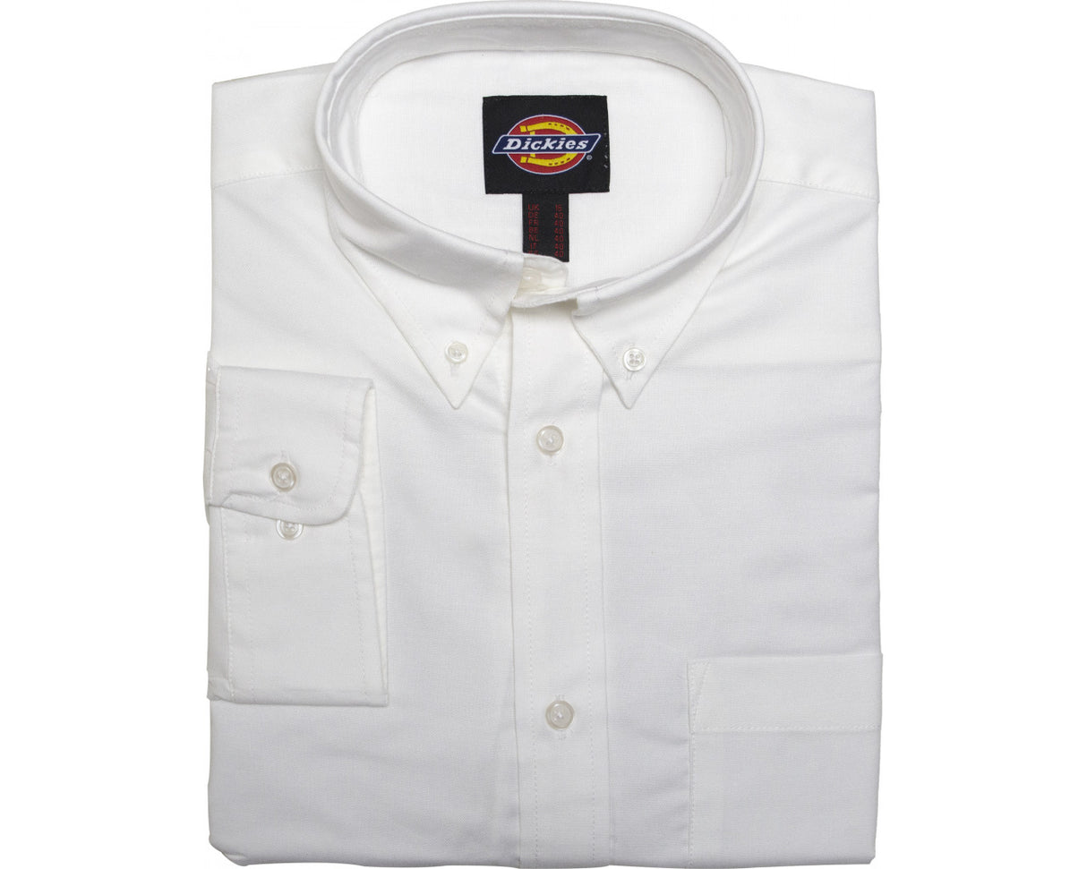 Dickies SH64200 Men's Oxford Weave Shirt Long Sleeve Polycotton White