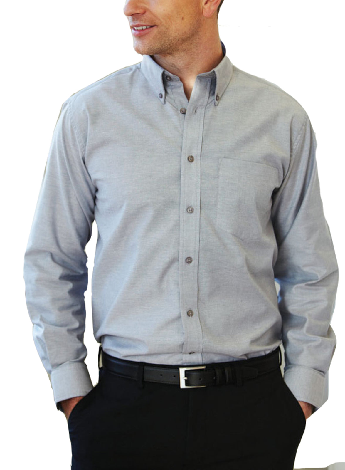 Dickies SH64200 Men's Oxford Weave Long Sleeve Shirt Grey