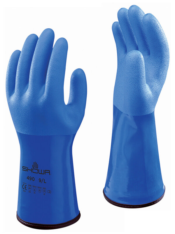 Showa 490 Thermal Insulated Chemical Resistant Work PVC Gauntlets Size 10