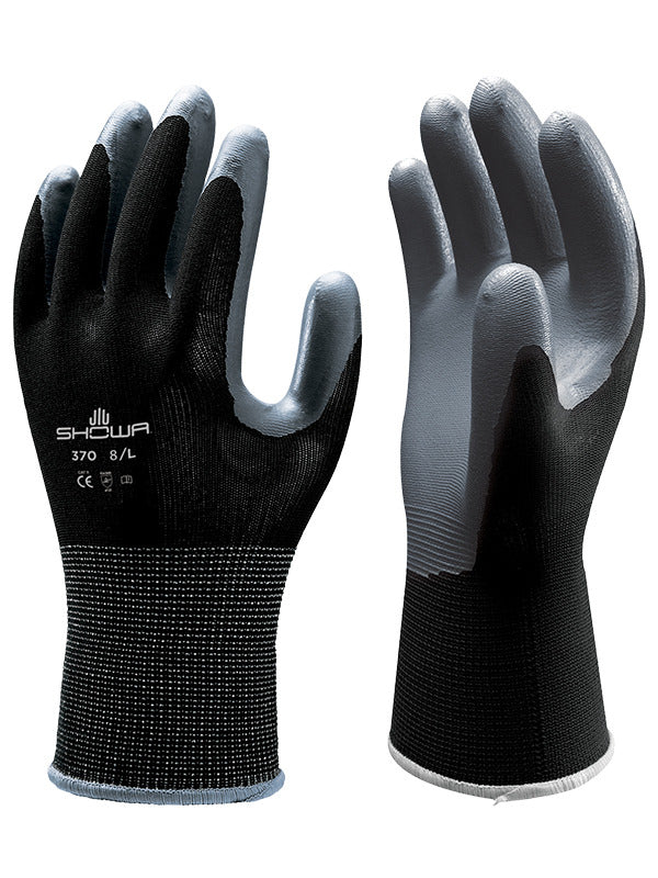 Showa 370 Atlas Nitrile Palm Coating Hand Protection Assembly Grip Gloves, Size - Large