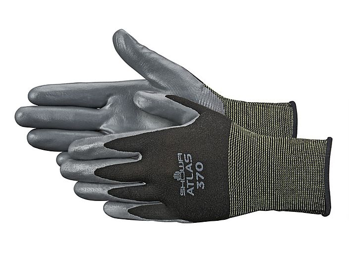 Showa 370 Atlas Nitrile Palm Coating Hand Protection Assembly Grip Gloves, Size - Large