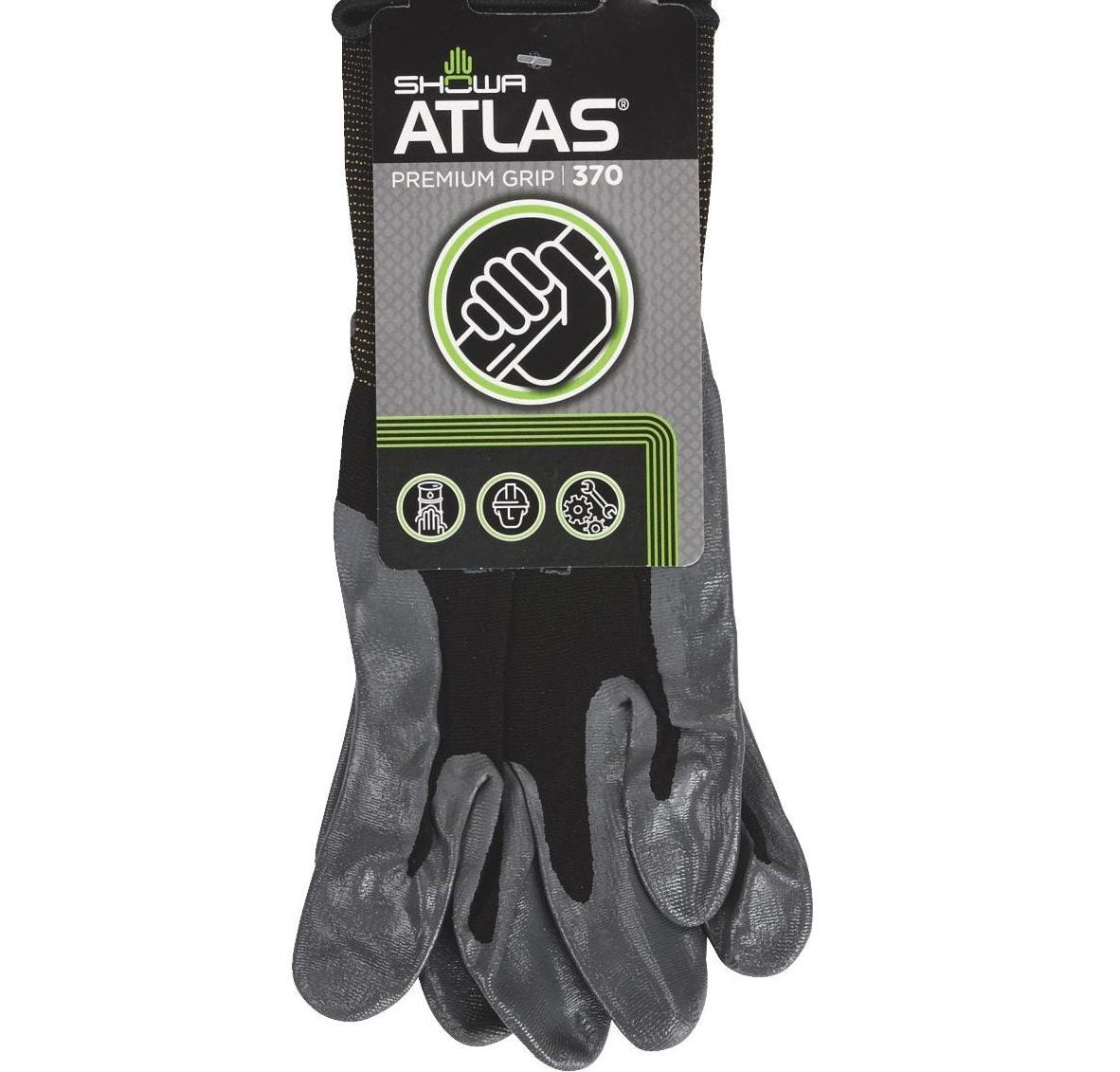 Showa 370 Atlas Nitrile Palm Coating Hand Protection Assembly Grip Gloves, Size - Large