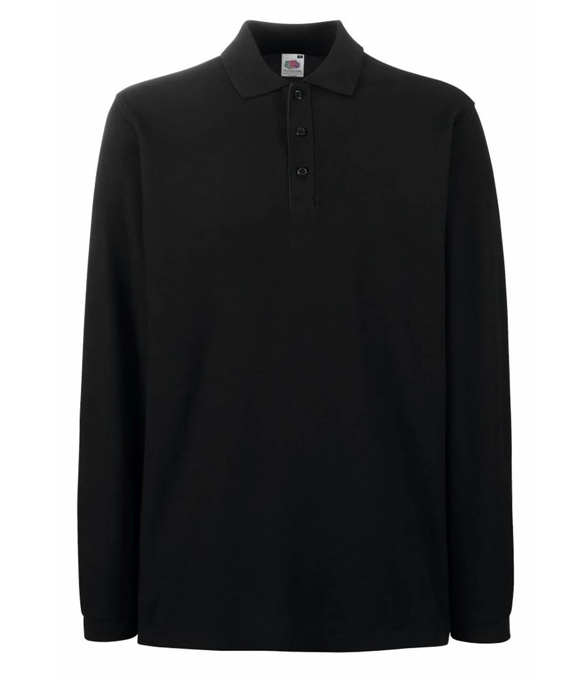 Fruit of the Loom SS24 Men Polo Shirt Long Sleeve Black Size L