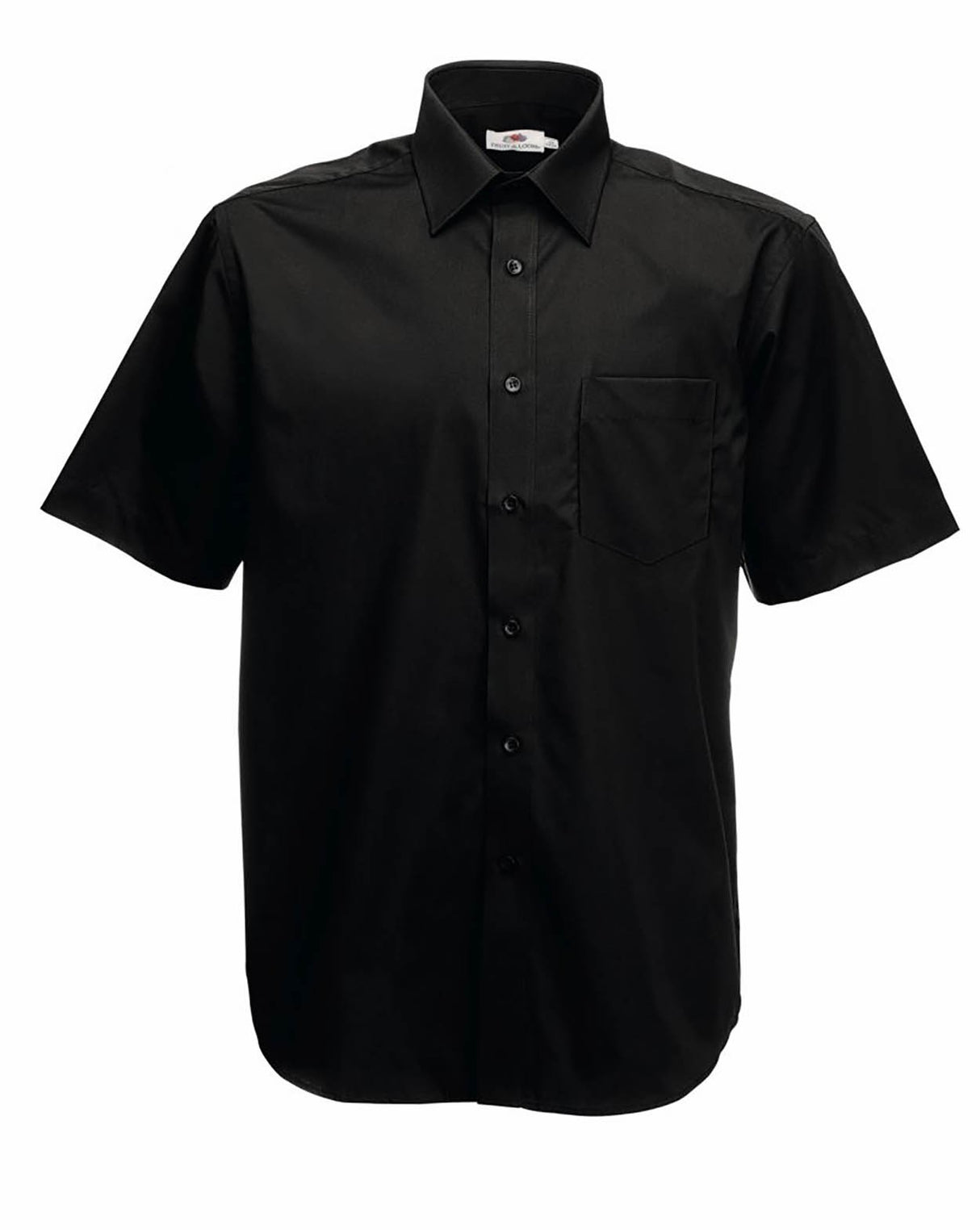 Fruit of the Loom SS411 Men Poplin Shirt Short Sleeve Black