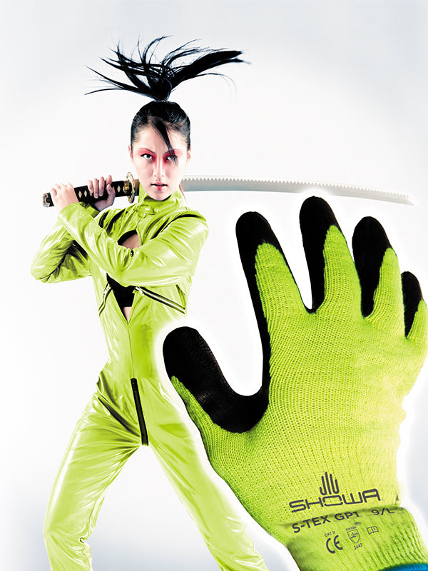 Showa S-TEX GP1 Cut Resistant Level 4 Yellow Cut Work Gloves